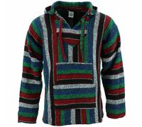 Mexican Baja Jerga Hoody Siesta Hoody Surf Hippy Drug Rug Jumper Stripe