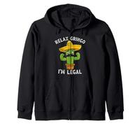 Mexican Cactus Funny Cinco de Mayo Relax Gringo I'm Legal Felpa con Cappuccio