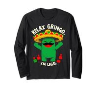 Mexican Cactus Funny Cinco de Mayo Relax Gringo I'm Legal Maglia a Manica
