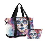 Mexican Day Of Dead Bella Signora Oversize Travel Duffel Bag Carry On Personal Item Bag con Cinghia Regolabile per Allenamento Pieghevole, messicano, giorno, di, morto, bella signora, 1 size