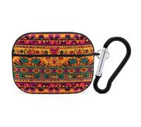 Mexican Folk Art Boho AirPods Pro 2 custodia protettiva antiurto rigida per uomo e donna, compatibile con AirPod Pro custodia di 2a/1a generazione con portachiavi - Nero