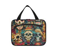 Mexican of Dead Colorful Skull Flowers Hanging Bags per le donne impermeabili con gancio, borsa carina di design per trucco da viaggio trucco campeggio bolsos para Hombre L