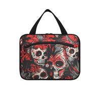 Mexican of Dead White Skull Flowers Hanging Borsa da viaggio da uomo con gancio, borsa da barba pieghevole di design per gli uomini per accessori da viaggio per le donne viaggio estuche de maquillaje