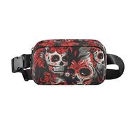 Mexican Of The Dead - Borsa a tracolla alla moda con teschio bianco e fiori, per uomini e donne, multiuso, con tracolla regolabile, per viaggi, palestra, lavoro