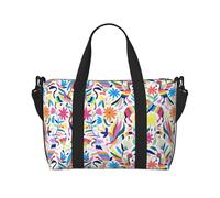 Mexican Otomi Animals Borse da viaggio, Weekender Carry On per donne, borsa sportiva da palestra, borsone da allenamento, durante la notte, Nero , Taglia unica