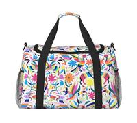 Mexican Otomi Animals Print Ample Travel Large Capacity Hand Travel Bag Carry On Tote Folding Travel Bag