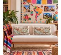 Mexican Roots Heritage Map - Set di 2 federe per cuscino, 30,5 x 50,8 cm | Arte messicana, copricuscini, orgoglio culturale, influenza sud-occidentale, accenti soggiorno, celebrazione del patrimonio
