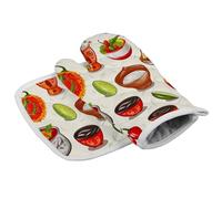 Mexican Salsa Symbols Oven Mitts and Pot Holders Sets Soft Oven Gloves for Kitchen Heat Resistant Decor Gift for Cooking Baking