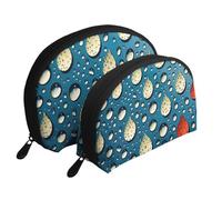 Mexican - Set di 2 trousse da viaggio con cerniera, per cosmetici, Gocce d'acqua Dots, Taglia unica
