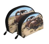 Mexican - Set di 2 trousse da viaggio con cerniera, per cosmetici, Ruote abbandonate nel deserto, Taglia unica