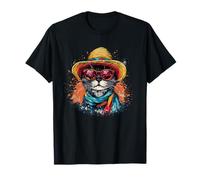 Mexican Vibes con un divertente costume da gatto Sombrero Maglietta