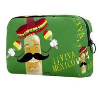 Mexico Day of The Dead - Trousse da donna, per articoli da toeletta da viaggio, grande, pratica borsa organizer con cerniera, Multi, 18.5x7.5x13cm/7.3x3x5.1in, Beauty case
