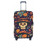 Mexico Flower Skull - Copertura per valigia, con scheletro del giorno dei morti, antigraffio, antipolvere, adatta per bagagli da 56 a 61 cm, Multicolore, M