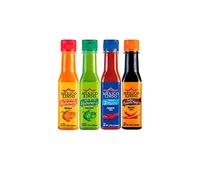 Mexico Lindo Confezione di varietà di salsa piccante | Include una bottiglia ciascuno di Picante Negra + Habanero rosso + Habanero verde + 7 Mares | 5 Fl Oz bottiglie (confezione da 4)