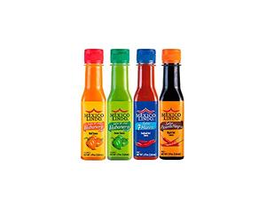 Mexico Lindo Confezione di varietà di salsa piccante | Include una bottiglia ciascuno di Picante Negra + Habanero rosso + Habanero verde + 7 Mares | 5 Fl Oz bottiglie (confezione da 4)