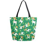 Mexico Llama Cactus Riutilizzabile Borsa per la spesa Borsa in tela Borsa grande pieghevole lavabile Borsa a tracolla per donna