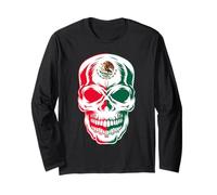 Mexico Skull Patriotic Mexican Aztec Day of the Dead Maglia a Manica
