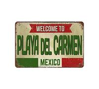 Mexico Street, targa in metallo con scritta "Welcome Playa Del Carmen", poster retrò, decorazione artistica da parete per garage, casa, 20,3 x 30,5 cm