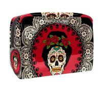 Mexico Sugar Skull con mandala borsa cosmetica da donna, borsa da viaggio grande in PVC per trucchi con cerniera, Multi, 18.5x7.5x13cm/7.3x3x5.1in, Beauty case