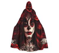 Mexico-Sugar-Skull-Rose - Mantello da strega con cappuccio, per costume di Halloween