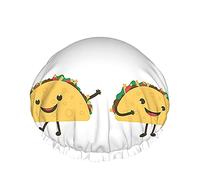 Mexico Taco Cuffia da a Messicana Fast Food Cartoni animati Tacos Smorfie Sorrisi Grandi cuffie da bagno per donne Uomini Ragazze Capelli lunghi Cappelli riutilizzabili impermeabili