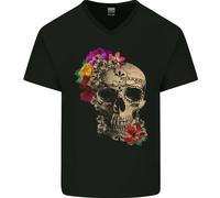 Mexique Zucchero Teschio Giorno Dei Morti Dotd Uomo Scollo A V Cotone T-Shirt