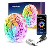 Mexllex Striscia LED 10m, Strisce Led Rgb con APP Bluetooth e Telecomando, Sincronizzato con il Ritmo Musicale, Luci LED per Decorazione Domestica, Bar, Feste, Sale Giochi e Scorciatoie