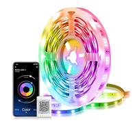 Mexllex Striscia LED 5 m, striscia LED 5 m, sincronizzazione musicale, catena luminosa a LED, regolabile tramite app, per feste, casa, camera da letto, TV, decorazione cucina
