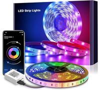 Mexllex Striscia LED 6 Metri, LED Strisce RGB Colorati con Telecomando, App Controllato, Cambia Colore con la Musica, Luci Colorate per Casa, Decorazioni, Cucina, Bar, Festa