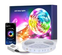 Mexllex Striscia LED RGB da 5 m, con telecomando a infrarossi, 16 milioni di colori, musica Sync, per TV, casa, camera da letto, cucina, soffitto, festa
