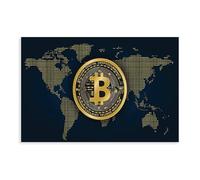 MExmeb Poster su tela con stampa di Bitcoin, decorazione artistica da parete per soggiorno, camera da letto, senza cornice, 30 x 45 cm