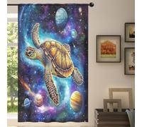 Mexpekil 1 pannello di tenda trasparente con motivo tartaruga marina, semi-velata, con tasca per asta, per soggiorno, camera da letto, ufficio, finestra, in voile, 140 x 213 cm