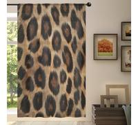 Mexpekil 1 pannello di tenda trasparente con stampa leopardata, semi-trasparente, con tasca per asta, per soggiorno, camera da letto, ufficio, finestra, in voile, 140 x 198 cm