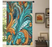 Mexpekil 1 pannello di tenda trasparente etnica indiana floreale Paisley semi-velata con tasca per asta tende per soggiorno, camera da letto, ufficio, tenda in voile 140 x 213 cm (140 x 213 cm)