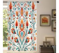 Mexpekil 1 pannello di tenda trasparente indiana etnica astratta floreale semi-velata con tasca per asta tende per soggiorno, camera da letto, ufficio, finestra, in voile, 140 x 213 cm