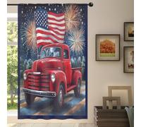 Mexpekil 1 pannello tenda trasparente con bandiera del camion rosso con tasca per asta, tende per soggiorno, camera da letto, ufficio, finestra, in voile, 140 x 198 cm