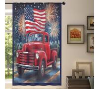 Mexpekil 1 pannello tenda trasparente con bandiera del camion rosso con tasca per asta, tende per soggiorno, camera da letto, ufficio, finestra, in voile, 140 x 213 cm