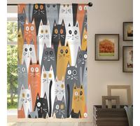 Mexpekil 1 pannello tenda trasparente con motivo gattini semitrasparente, con tasca per asta, per soggiorno, camera da letto, ufficio, finestra, in voile, 140 x 198 cm