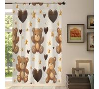 Mexpekil 1 pannello tenda trasparente con motivo orsetto e stella, semi-velata, con tasca per asta, per soggiorno, camera da letto, ufficio, finestra, in voile, 140 x 198 cm