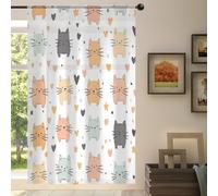 Mexpekil 1 pannello tenda trasparente con motivo simpatico gatto amore tenda semitrasparente con tasca per asta per soggiorno, camera da letto e ufficio, tenda in voile 140 x 198 cm (140 x 198 cm)