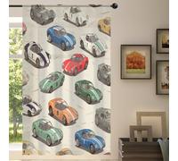 Mexpekil 1 pannello tenda trasparente con stampa di auto da corsa, tende semitrasparenti con tasca per asta, per soggiorno, camera da letto, ufficio, finestra, in voile, 140 x 213 cm