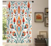 Mexpekil 1 pannello tenda trasparente indiana etnica astratta floreale semi-velata con tasca per asta tende per soggiorno, camera da letto, ufficio, finestra, voile 140 x 198 cm (140 x 198 cm)