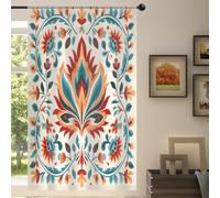 Mexpekil 1 pannello tenda trasparente indiana etnica maschera floreale semi-trasparente con tasca per asta tende per soggiorno, camera da letto, ufficio, finestra, in voile, 140 x 213 cm