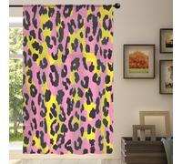 Mexpekil 1 pannello tenda trasparente leopardata stampa leopardata rosa giallo semi-trasparente con tasca per asta tende per soggiorno, camera da letto, ufficio, in voile, 140 x 198 cm (140 x 198 cm)