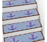 Mexpekil 15 tappetini antiscivolo per scale, motivo a zig-zag, colore blu, antiscivolo, per gradini