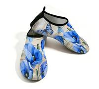 Mexpekil Acquerello Blu Papavero Farfalla Texture in Legno Scarpe da Acqua per Donne Uomini Quick Dry Antiscivolo Scarpe Acqua A Piedi Nu, Acquerello Blu Papavero Farfalla Texture, 41/42 EU