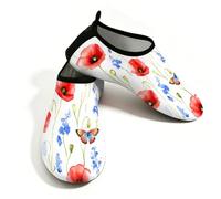 Mexpekil Acquerello Rosso Papavero Blu Fiore Farfalla Scarpe da Acqua per Donne Uomini Quick Dry Antiscivolo Scarpe Acqua A Piedi Nu, Acquerello Rosso Papavero Blu Fiore Far, 40/40.5 EU