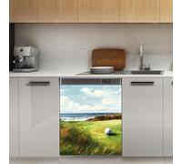 Mexpekil Adesivo decorativo per lavastoviglie a forma di palla di erba sul mare, 53 x 66 cm, adesivo decorativo per lavapiatti per porta d'ingresso, impermeabile, per pannello elettrodomestico da