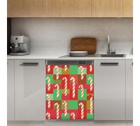 Mexpekil Adesivo decorativo per lavastoviglie a scacchi di Natale, 53 x 66 cm, adesivo decorativo per lavastoviglie per porta d'ingresso, impermeabile, per pannello elettrodomestico da cucina