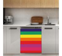 Mexpekil Adesivo decorativo per lavastoviglie a strisce arcobaleno, 53 x 66 cm, adesivo decorativo per lavastoviglie per porta d'ingresso, impermeabile, pannello magnetico per elettrodomestici da